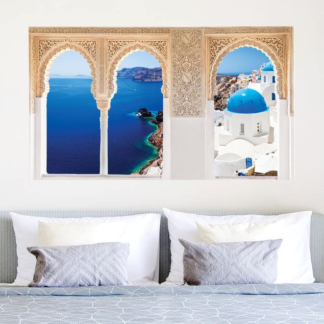 Wandtattoo Steinoptik Verzierte Fenster View Over Santorini