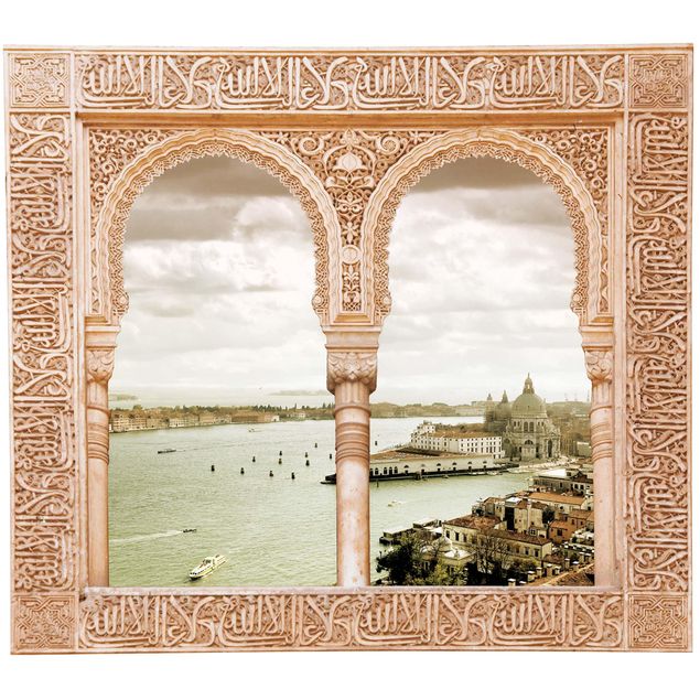 3D Wandsticker Verziertes Fenster Lagune von Venedig