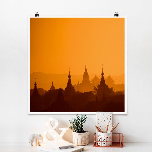 Poster - Tempelstadt in Myanmar - Quadrat 1:1