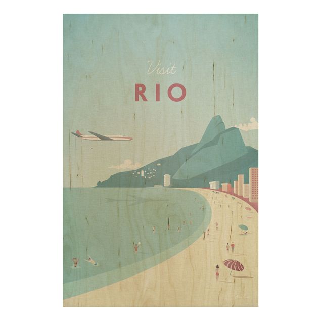 Maritime Bilder auf Holz Reiseposter - Rio de Janeiro