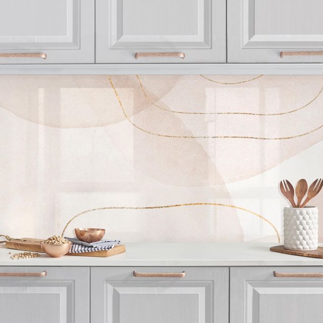 Küchenrückwände Platte Verspielte Impressionen mit goldenen Linien