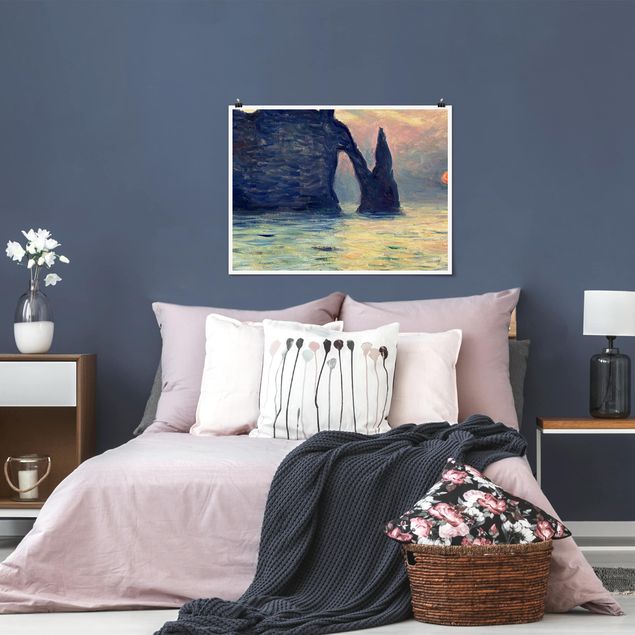 Poster Natur Claude Monet - Felsen Sonnenuntergang