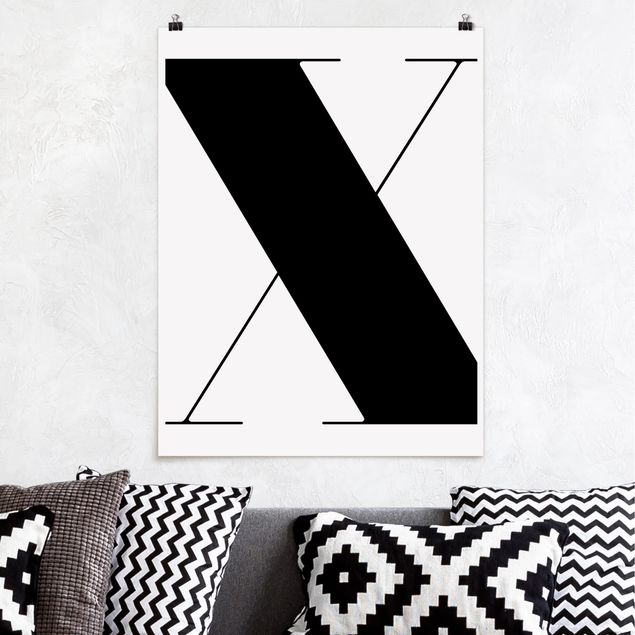 Poster Schwarz-Weiß Antiqua Letter X
