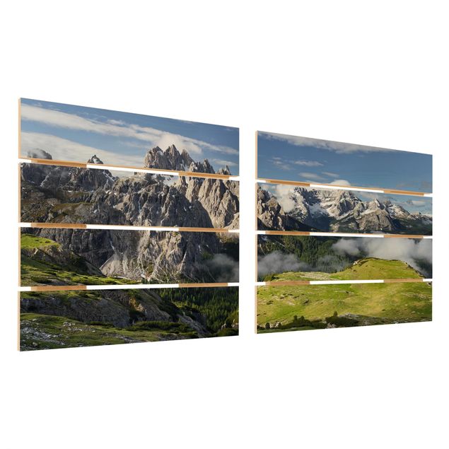 Holzbild 2-teilig - Italienische Alpen - Quadrate 1:1