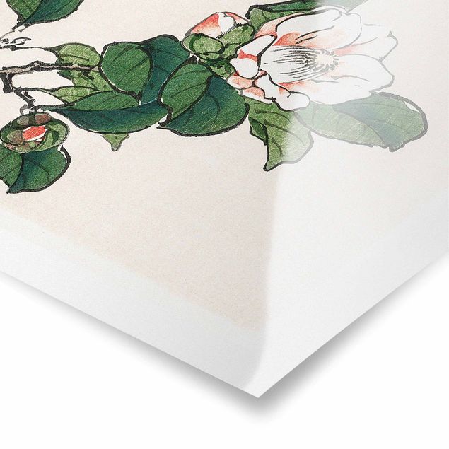 Poster - Asiatische Vintage Zeichnung Apfelblüte - Querformat 3:4