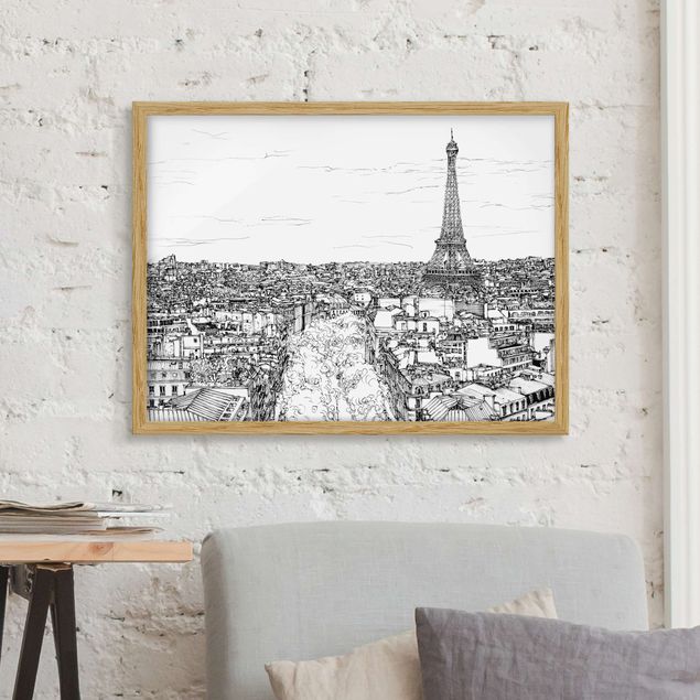 Bilder mit Rahmen Schwarz-Weiß Stadtstudie - Paris