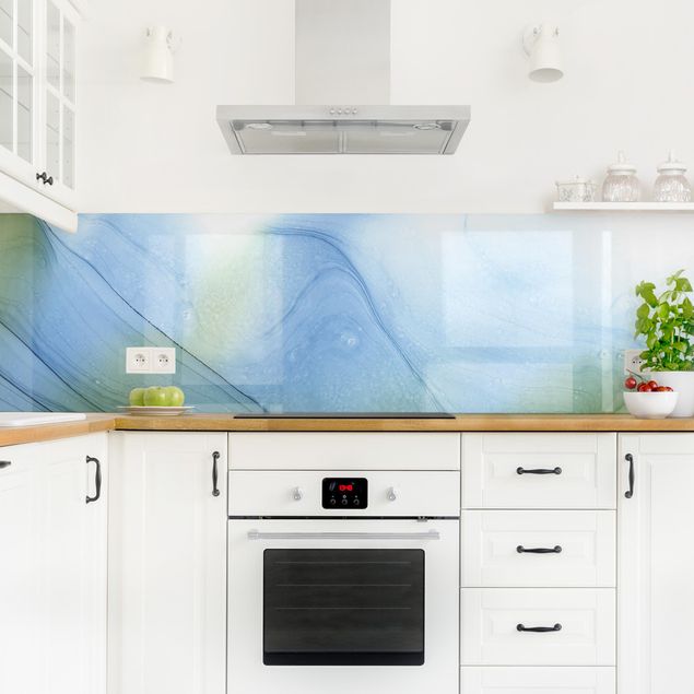 Küchenrückwand abstrakt Meliertes Moosgrün mit Blau