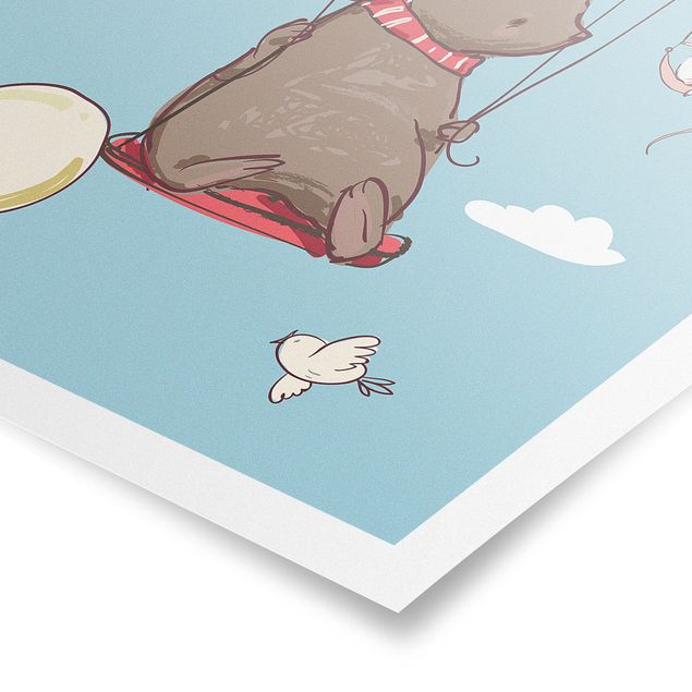 Poster Bär und Maus fliegen