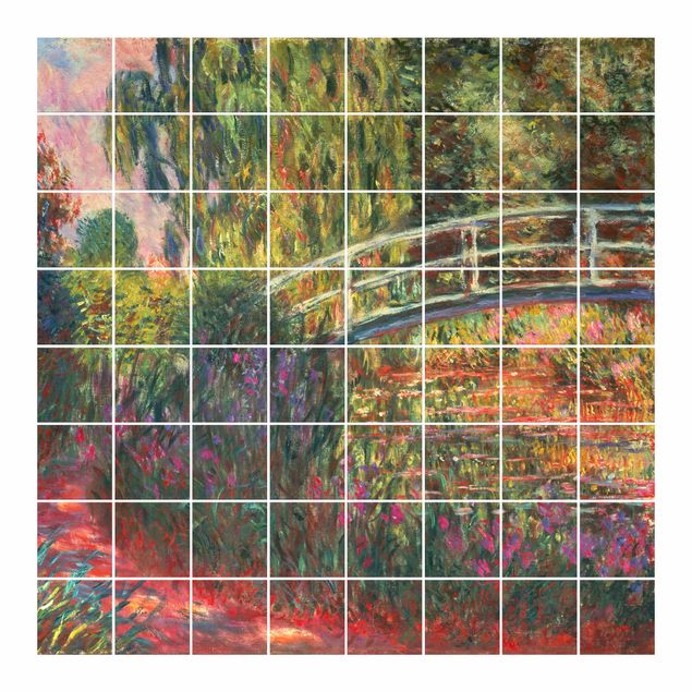 Fliesenbild - Claude Monet - Japanische Brücke im Garten von Giverny - Fliesensticker Set quadratisch