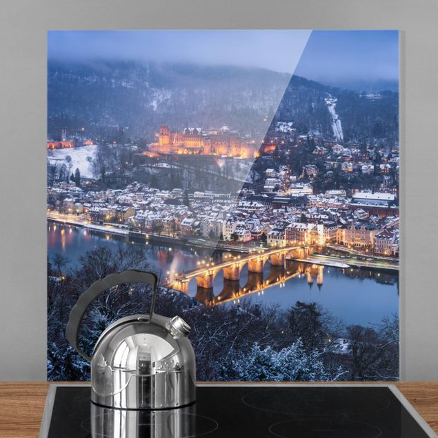 Spritzschutz Glas magnetisch Winterliches Heidelberg