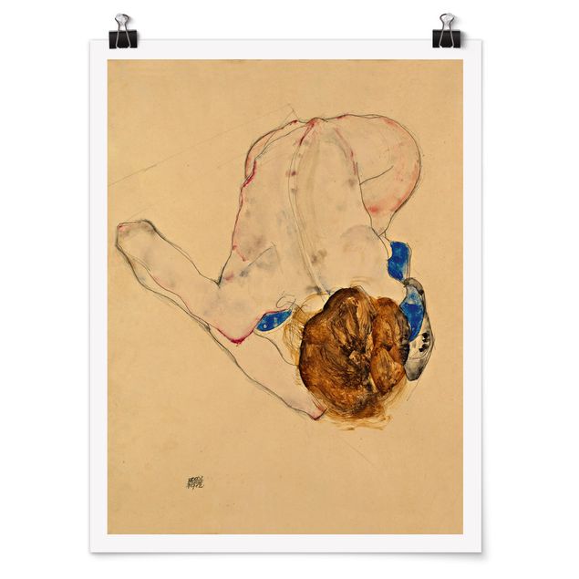 Schöne Wandbilder Egon Schiele - Nach vorne gebeugter Akt