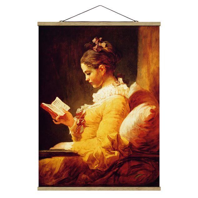 Stoffbilder mit Holzleisten Jean Honoré Fragonard - Lesendes Mädchen