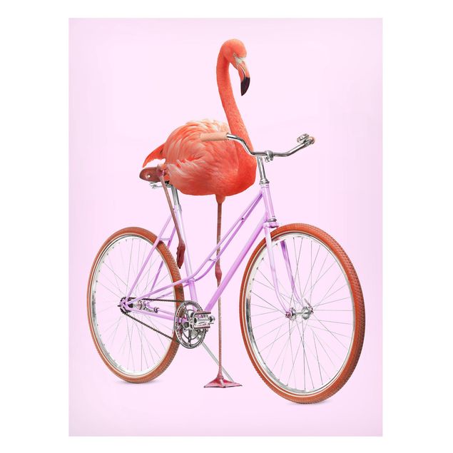Magnettafel Tiere Flamingo mit Fahrrad