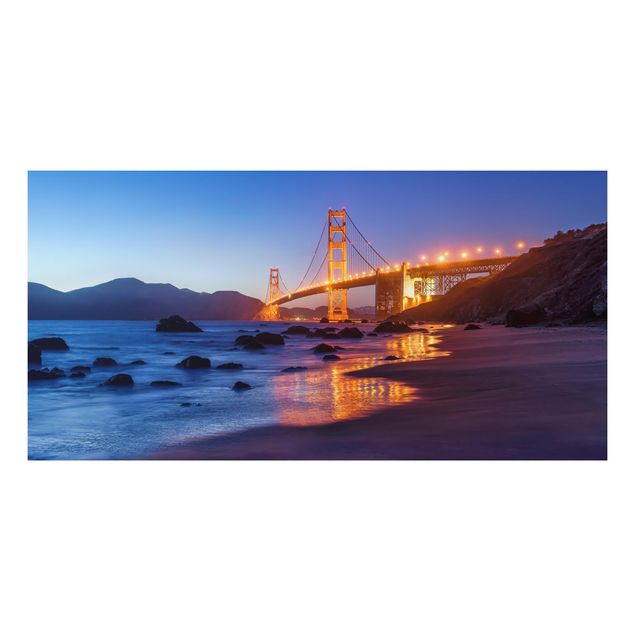 Alu Dibond Druck Golden Gate Bridge am Abend