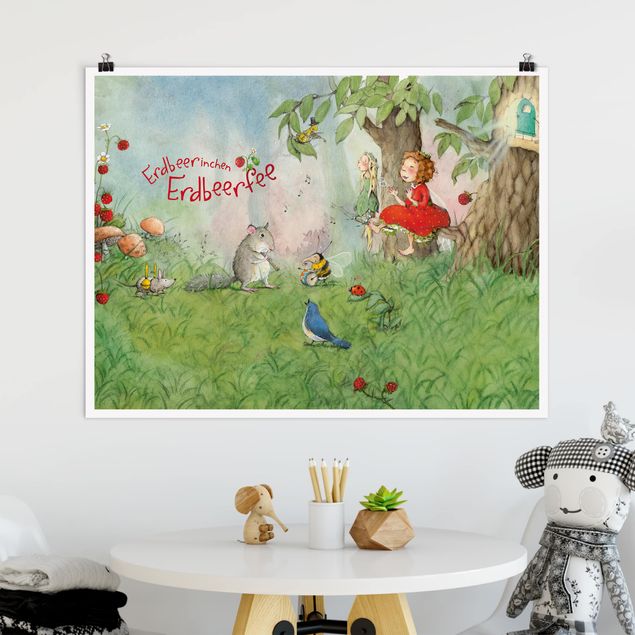Poster Illustration Erdbeerinchen Erdbeerfee - Zusammen Musizieren