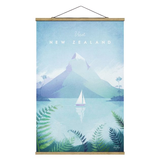 Stoffbild mit Posterleisten - Reiseposter - Neuseeland - Hochformat 2:3