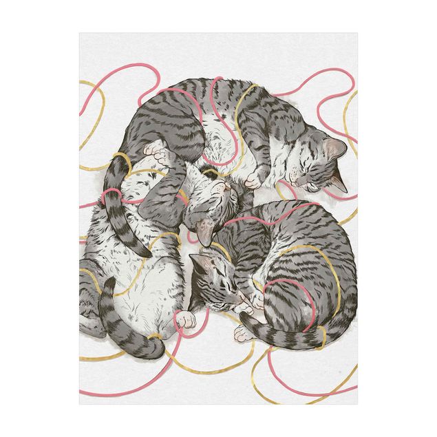 Grauer Teppich Illustration Graue Katzen Malerei
