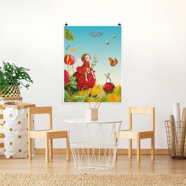 Poster Aquarell Erdbeerinchen Erdbeerfee - Zauberhaft