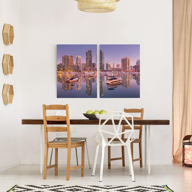Wandbilder Wohnzimmer modern Dubai Skyline und Marina