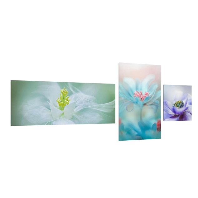 Leinwandbild 3-teilig - Zarte Blüten - Collage 3