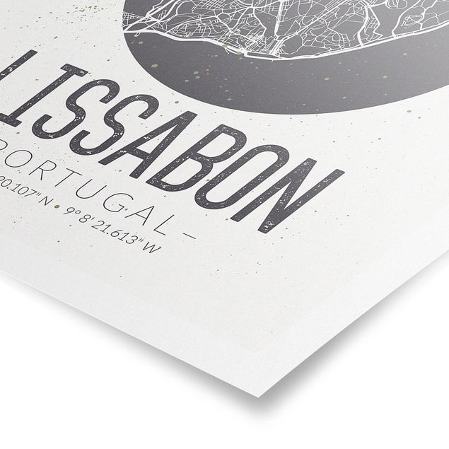 Poster kaufen Stadtplan Lissabon - Retro