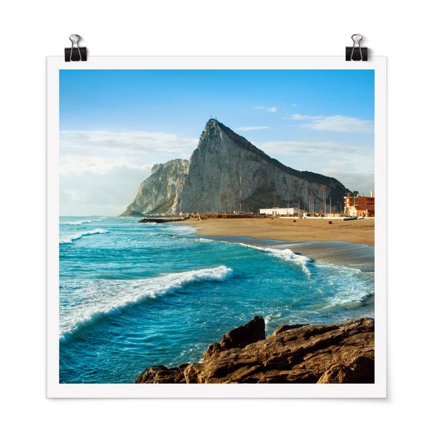Poster - Gibraltar am Meer - Quadrat 1:1