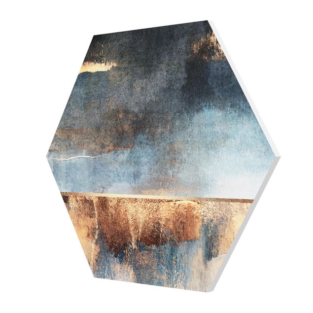 Hexagon Bild Forex - Abstraktes Seeufer in Gold