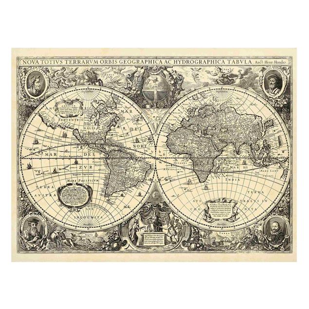 Bilder für die Wand Vintage Weltkarte Antike Illustration