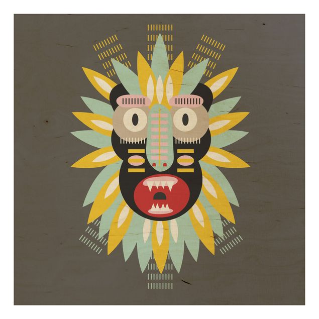 Holzbilder Collage Ethno Maske - King Kong