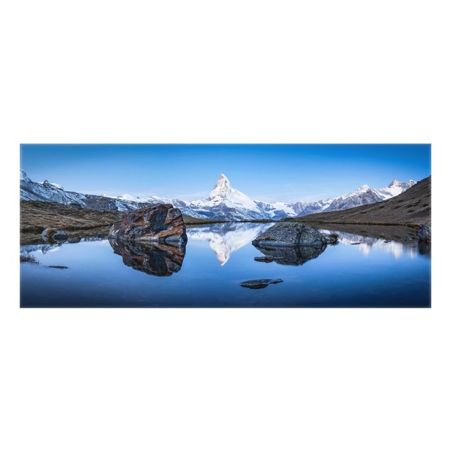 Spritzschutz Glas - Stellisee vor dem Matterhorn - Panorama 5:2