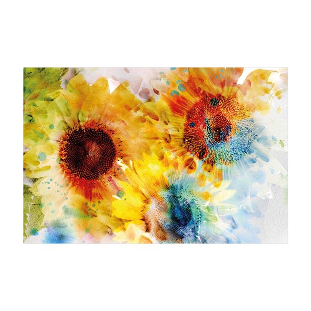 Teppich Blumen Watercolor Sunflower