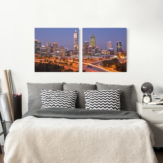 Moderne Leinwandbilder Wohnzimmer Perth Skyline