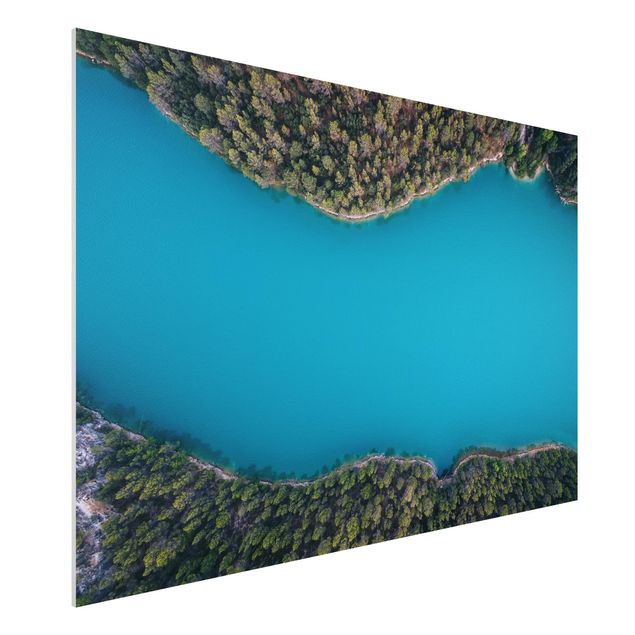Foto auf Hartschaumplatte Luftbild - Tiefblauer See
