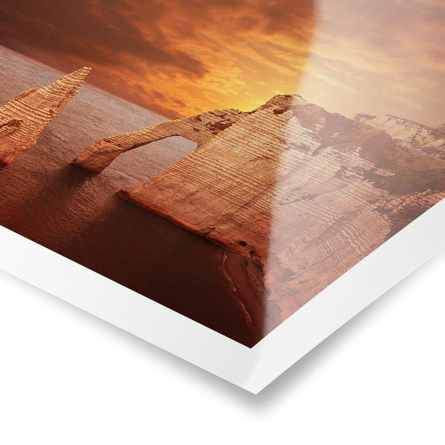 Poster - Etretat Sunset Cliffs - Quadrat 1:1