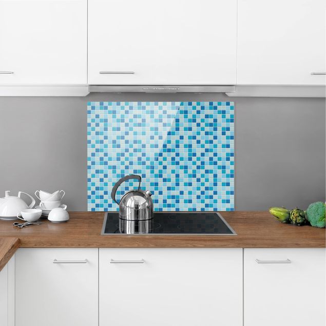 Küchenrückwand Glas Fliesenoptik Mosaikfliesen Meeresrauschen