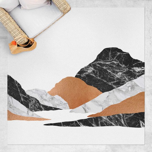 Vinyl-Teppich - Landschaft in Marmor und Kupfer II - Quadrat 1:1