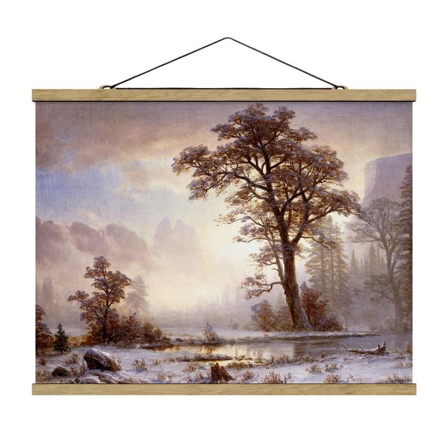 Stoffbilder mit Holzleisten Albert Bierstadt - Yosemite Valley bei Schneefall