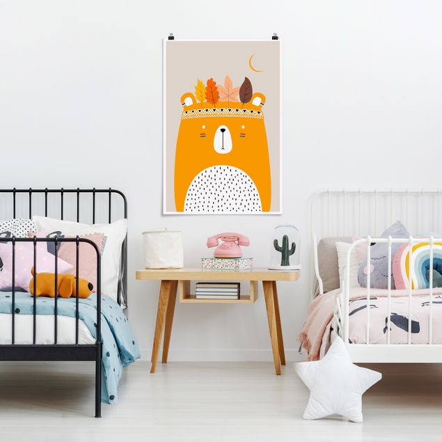 Poster Kinderzimmer Tiere Indianerbär