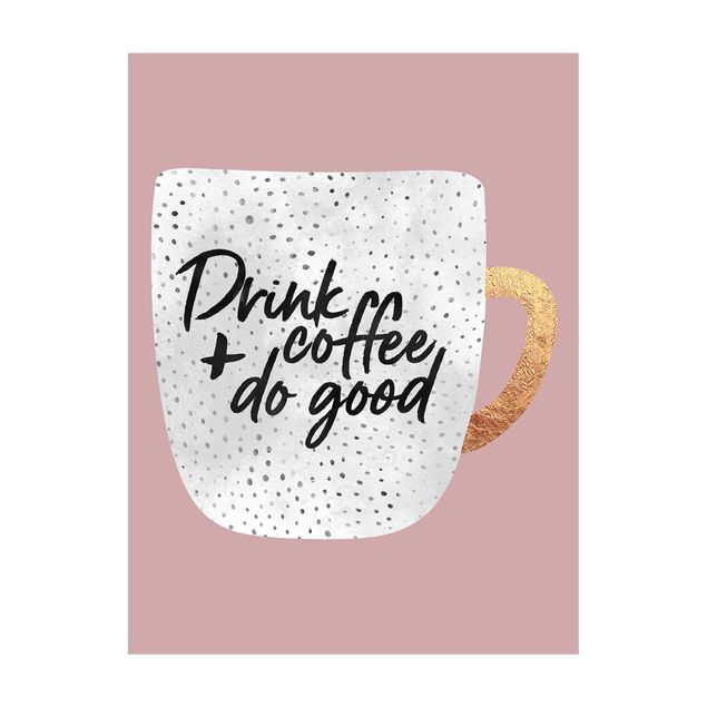 Moderner Teppich Drink Coffee, Do Good - weiß