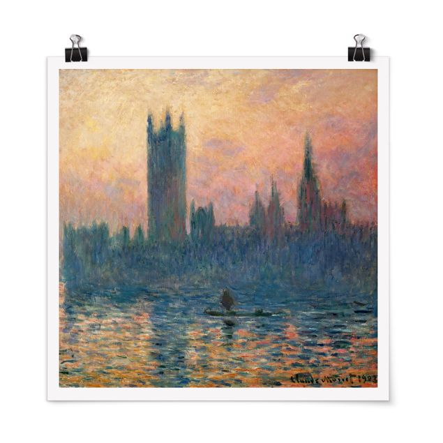 Poster - Claude Monet - London Sonnenuntergang - Quadrat 1:1