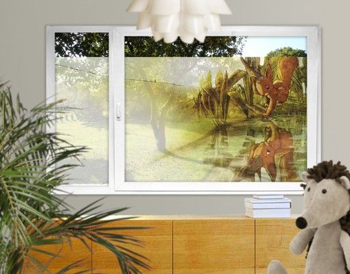 Fensterfolie - Sichtschutz Fenster Einhörnchen Spiegelbild - Fensterbilder