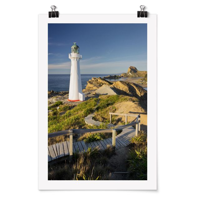 Poster Castle Point Leuchtturm Neuseeland
