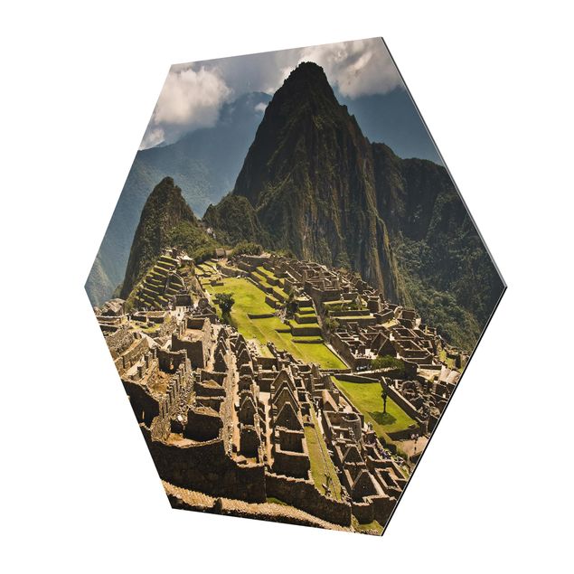 Hexagon Bild Alu-Dibond - Machu Picchu