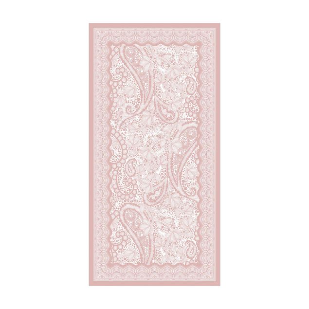 Rosa Teppich Paisley Schaum in Pastell mit Bordüre