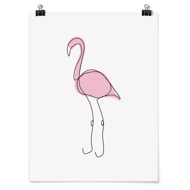 Poster - Flamingo Line Art - Hochformat 4:3