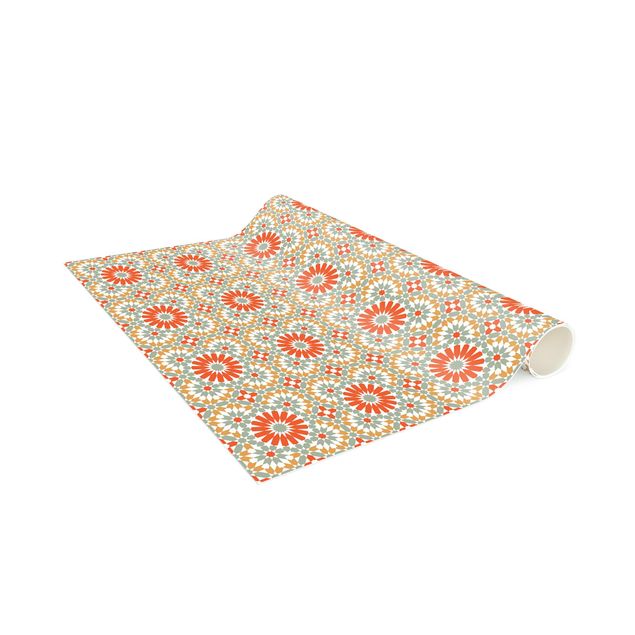 Vinyl Teppich Fliesenoptik Orientalisches Muster mit bunten Kacheln