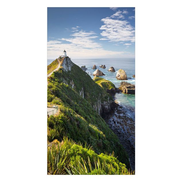Duschrückwand Motiv Nugget Point Leuchtturm und Meer Neuseeland