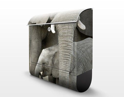 Briefkasten mit Zeitungsfach - Elefantenliebe - Briefkasten mit Tiermotiv