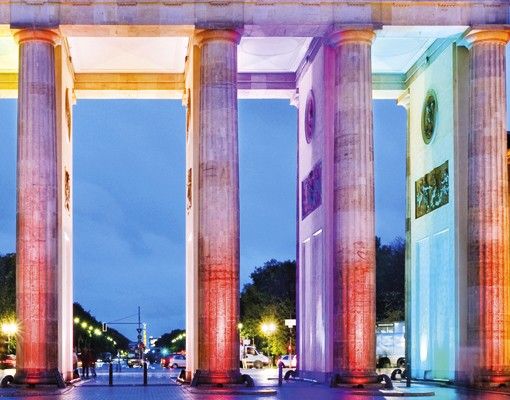 Briefkasten mit Zeitungsfach - Berlin Erleuchtetes Brandenburger Tor - Wandbriefkasten