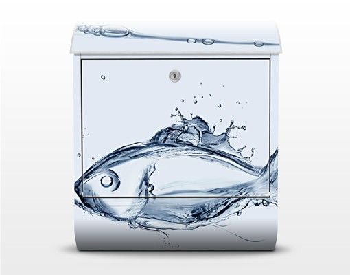 Designer Briefkasten Liquid Silver Fish